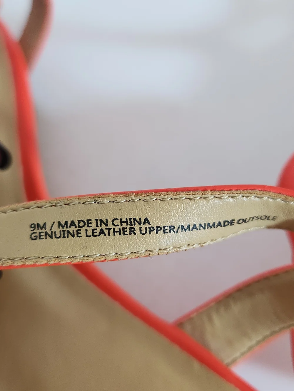 Talbots Coral Orange Leather Strappy Wedge Flats Adjustable Strap Size 9